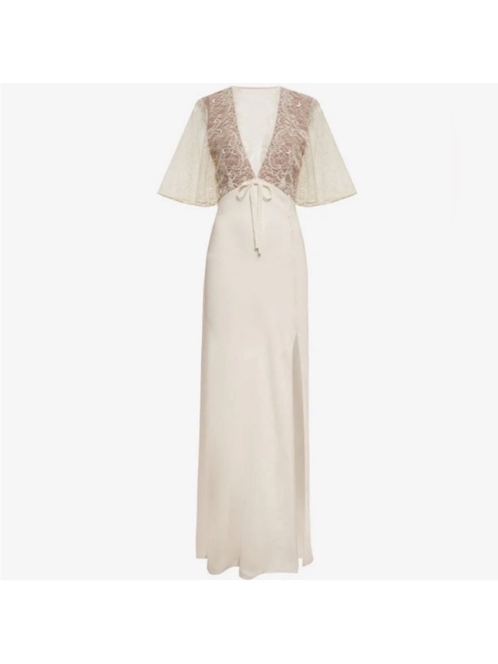 NWT Revolve X Rumored Verona Ivory Lace-Trim gown size Small